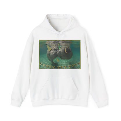 Happy New Years Manatee Hoodie, white hoodie front