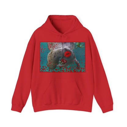 Happy Valentines Day Manatee Hoodie, red hoodie front