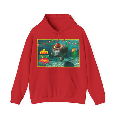 Happy Cinco de Mayo Manatee Hoodie, red hoodie front