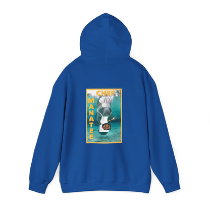 Chef Manatee Hoodie, blue hoodie back