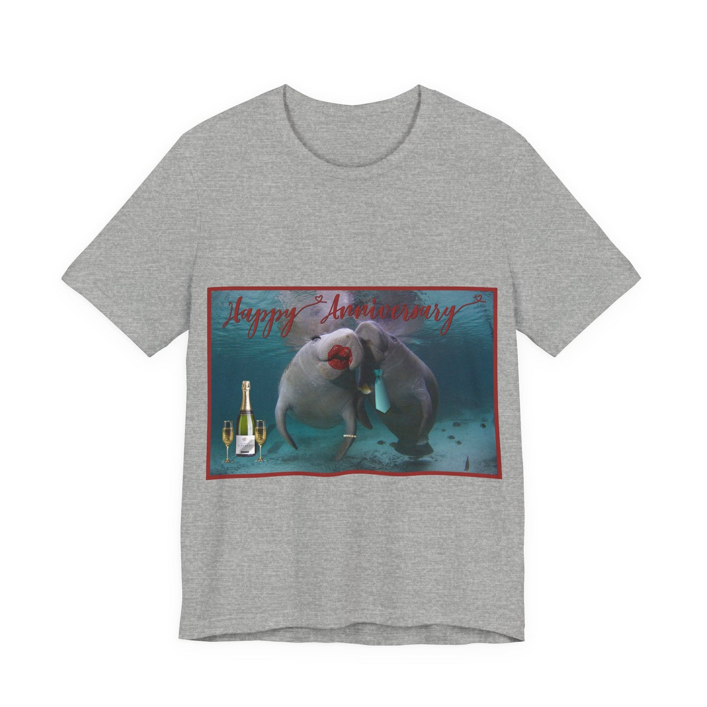 Happy Anniversary Manatee Tee, light grey t-shirt