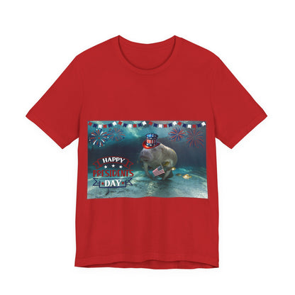 Happy Presidents' Day Manatee Tee, red t-shirt