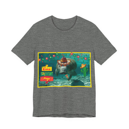 Happy Cinco de Mayo Manatee Tee, grey t-shirt