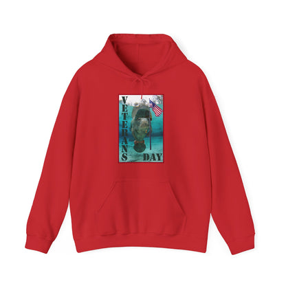 Veterans Day Manatee Hoodie, red hoodie front