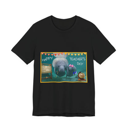 Happy Teacher's Day Manatee Tee, black t-shirt front