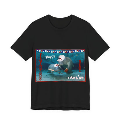Happy Father's Day Manatee Tee, black t-shirt