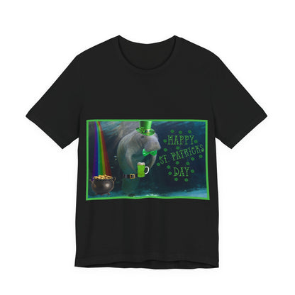 Happy St Patrick's Day Manatee Tee, black t-shirt