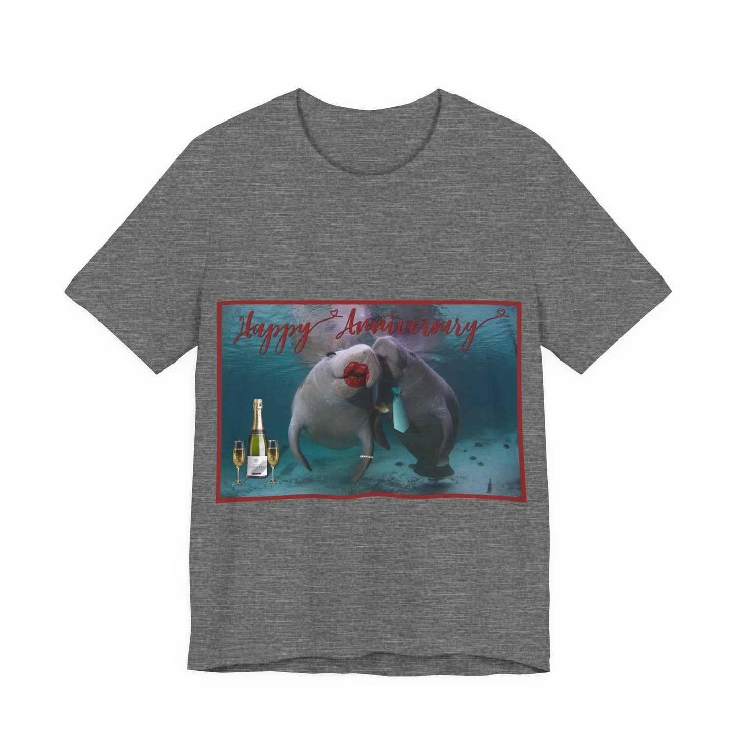 Happy Anniversary Manatee Tee, grey t-shirt