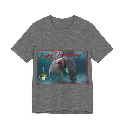 Happy Anniversary Manatee Tee, grey t-shirt