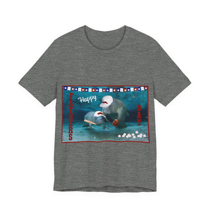 Happy Father's Day Manatee Tee, grey t-shirt