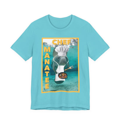 Chef Manatee Tee, light blue t-shirt