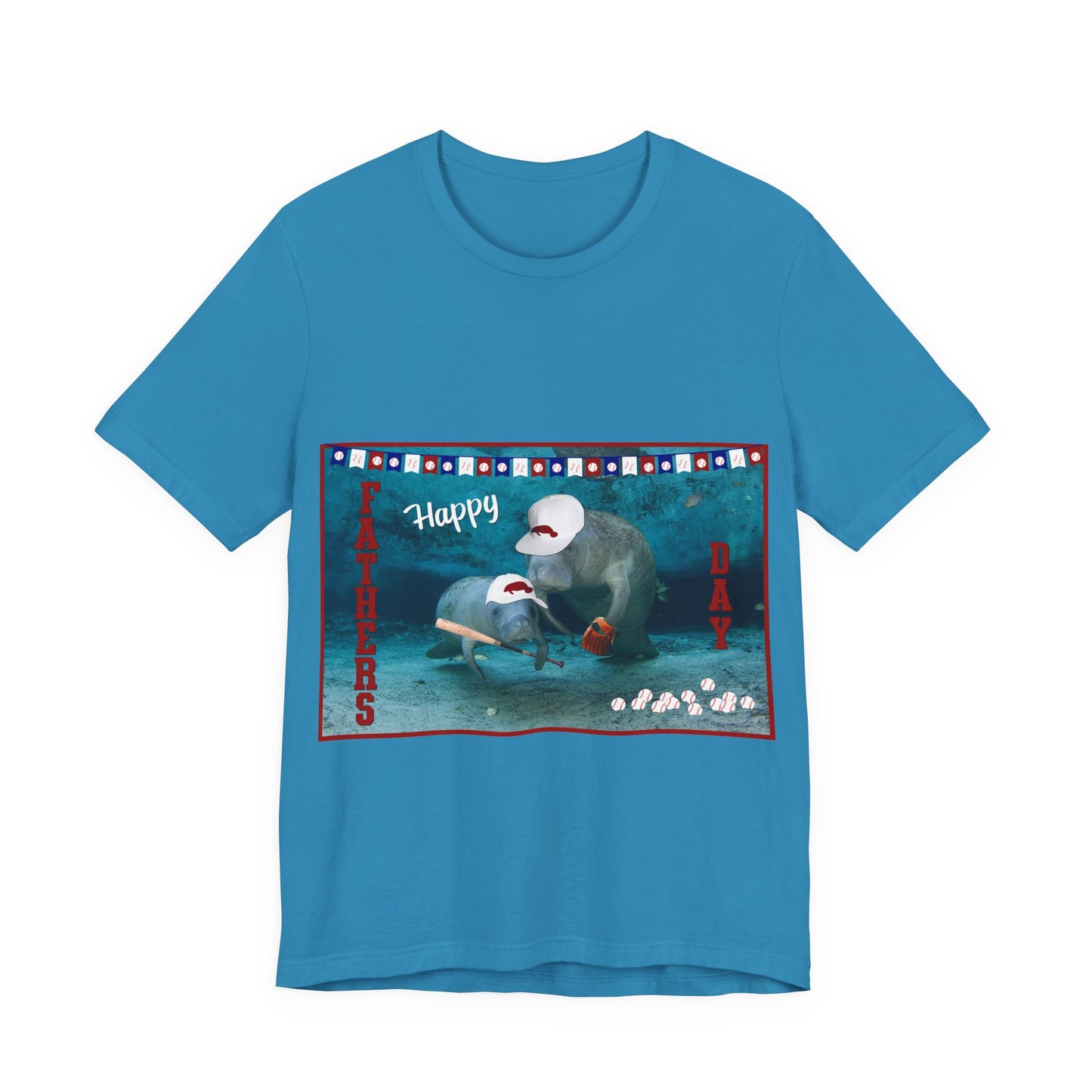 Happy Father's Day Manatee Tee, blue t-shirt