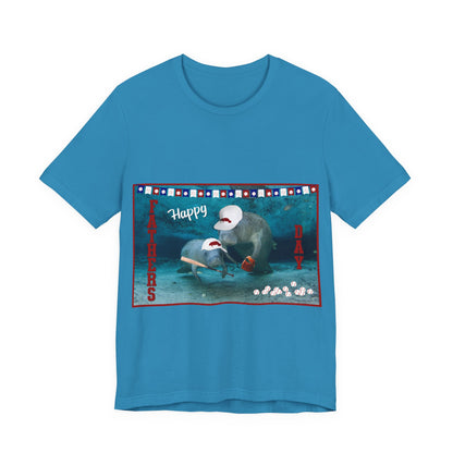 Happy Father's Day Manatee Tee, blue t-shirt