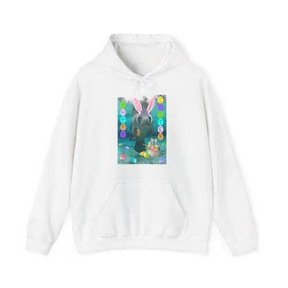 Happy Easter Manatee Hoodie, white hoodie front