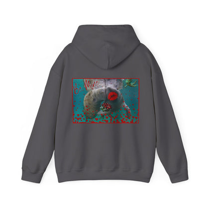 Happy Valentines Day Manatee Hoodie, grey hoodie back