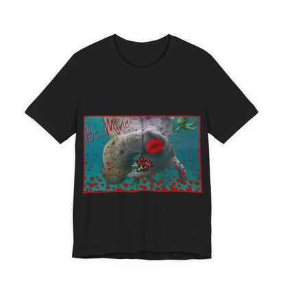 Happy Valentines Day Manatee Tee, black t-shirt