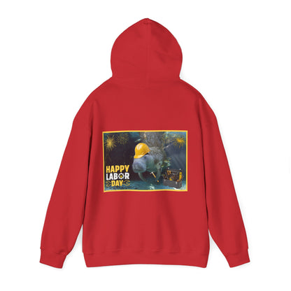 Happy Labor Day Manatee Hoodie, red hoodie back
