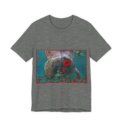 Happy Valentines Day Manatee Tee, grey t-shirt