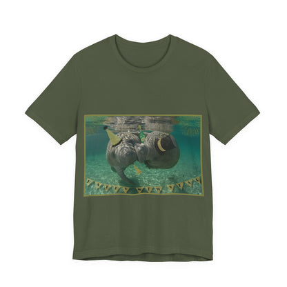 Happy New Years Manatee Tee, army green t-shirt