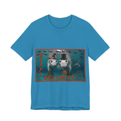 Happy Halloween Manatee Tee, blue t-shirt