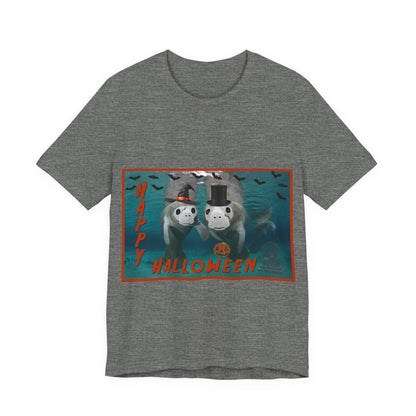 Happy Halloween Manatee Tee, grey t-shirt