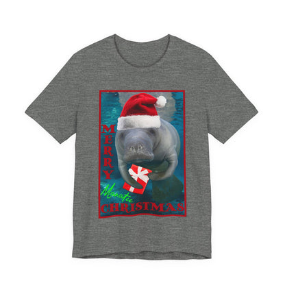 Merry Christmas Manatee Tee, grey t-shirt
