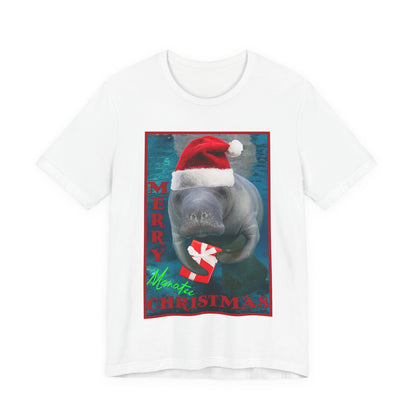 Merry Christmas Manatee Tee, white t-shirt